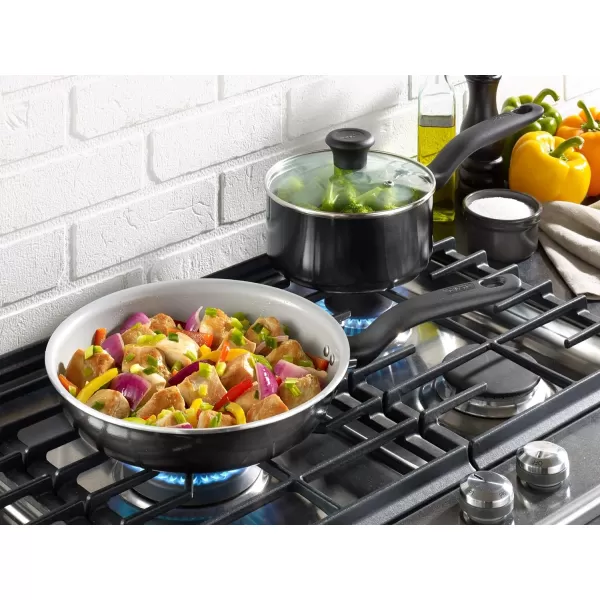 T-fal Initiatives Ceramic Nonstick Cookware Set 14 Piece Oven Safe 350F Pots and Pans Gold
