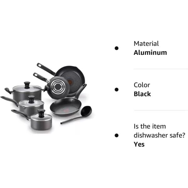 T-fal Initiatives Nonstick Cookware Set 18 Piece Oven Safe 350F Pots and Pans, Dishwasher Safe Red