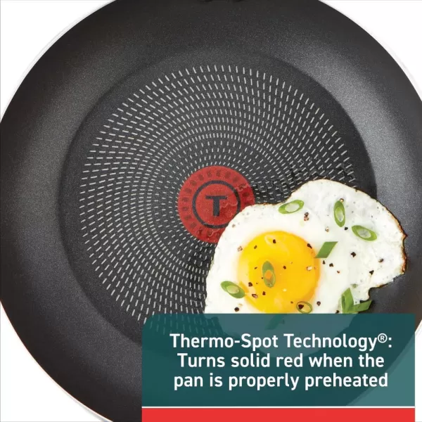 T-fal Initiatives Nonstick Cookware Set 18 Piece Oven Safe 350F Pots and Pans, Dishwasher Safe Red
