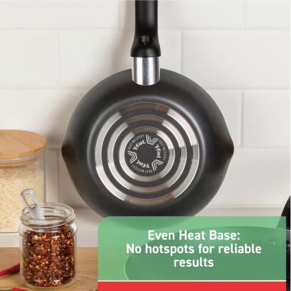 T-fal Initiatives Nonstick Cookware Set 18 Piece Oven Safe 350F Pots and Pans, Dishwasher Safe Red