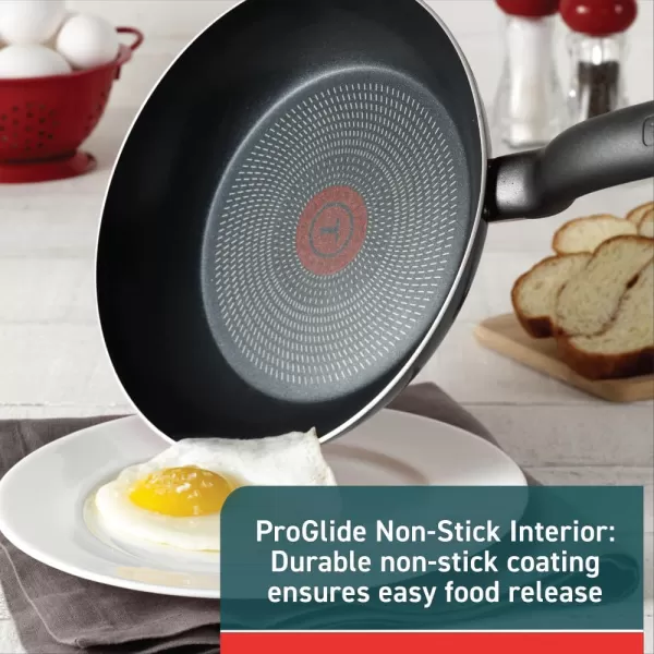 T-fal Initiatives Nonstick Cookware Set 18 Piece Oven Safe 350F Pots and Pans, Dishwasher Safe Red