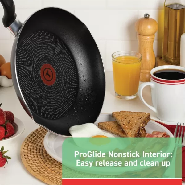 T-fal Initiatives Nonstick Cookware Set 18 Piece Oven Safe 350F Pots and Pans, Dishwasher Safe Red