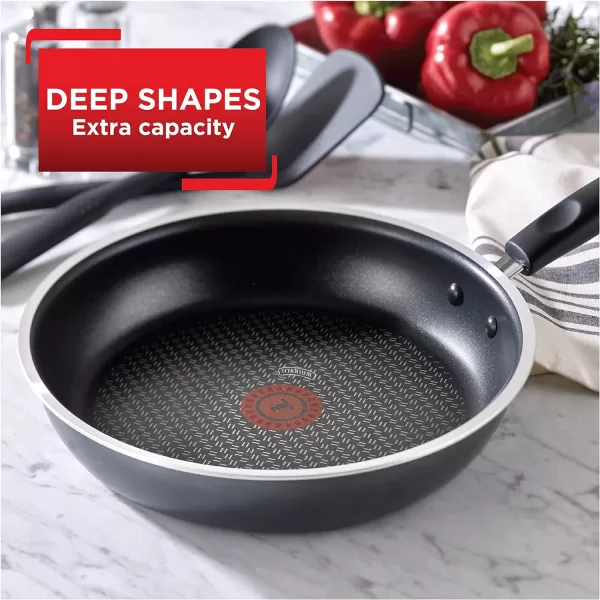 T-fal Platinum Nonstick Cookware Set 12 Piece Induction Oven Broiler Safe 500F Pots and Pans, Dishwasher Safe Slate