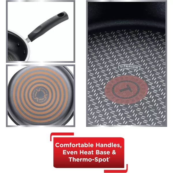 T-fal Platinum Nonstick Cookware Set 12 Piece Induction Oven Broiler Safe 500F Pots and Pans, Dishwasher Safe Slate
