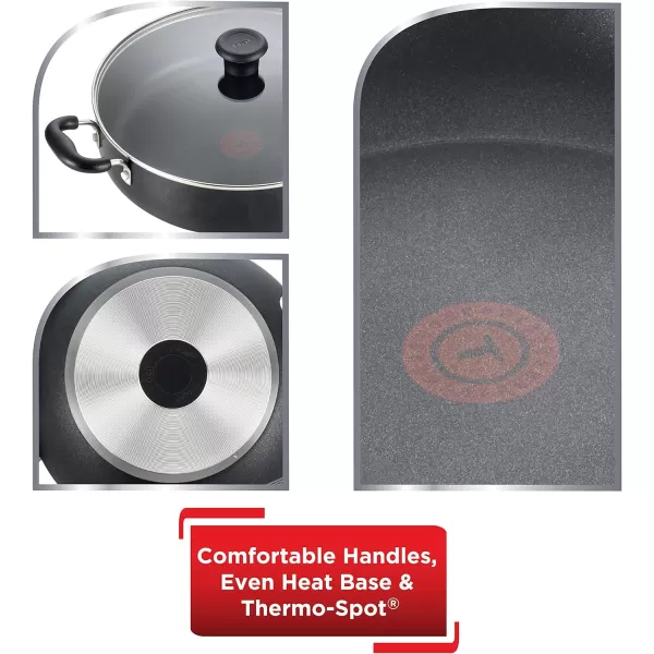 T-fal Platinum Nonstick Jumbo Cooker 5 Quart Induction Oven Broiler Safe 500F Cookware, Pots and Pans, Dishwasher Safe Slate