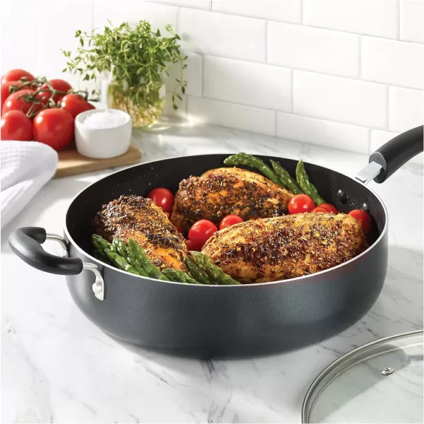 T-fal Platinum Nonstick Jumbo Cooker 5 Quart Induction Oven Broiler Safe 500F Cookware, Pots and Pans, Dishwasher Safe Slate