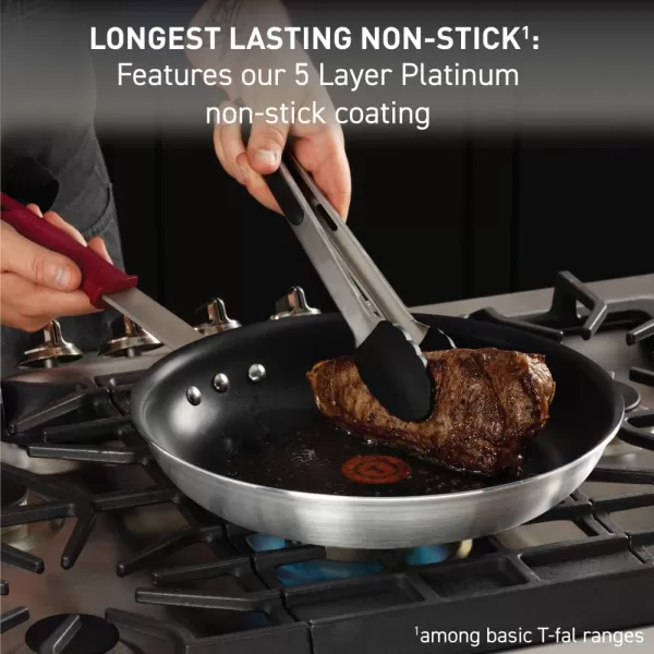 T-fal Professional VX3 Brushed Nonstick with Stainless Steel Handle Fry Pan 12 Inch, Oven Broiler Safe 400F Cookware, Pots and Pans, Restaurant Grade, Certified by the NSF and CBA, Black