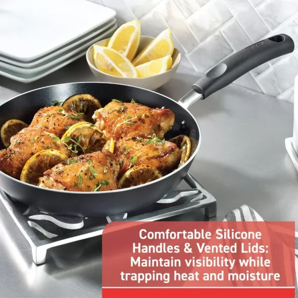 T-fal Signature Nonstick Cookware Set 12 Piece Oven Safe 350F Pots and Pans, Dishwasher Safe Black