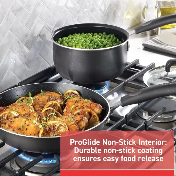 T-fal Signature Nonstick Cookware Set 12 Piece Oven Safe 350F Pots and Pans, Dishwasher Safe Black