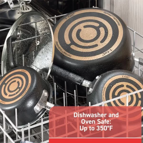 T-fal Signature Nonstick Cookware Set 12 Piece Oven Safe 350F Pots and Pans, Dishwasher Safe Black