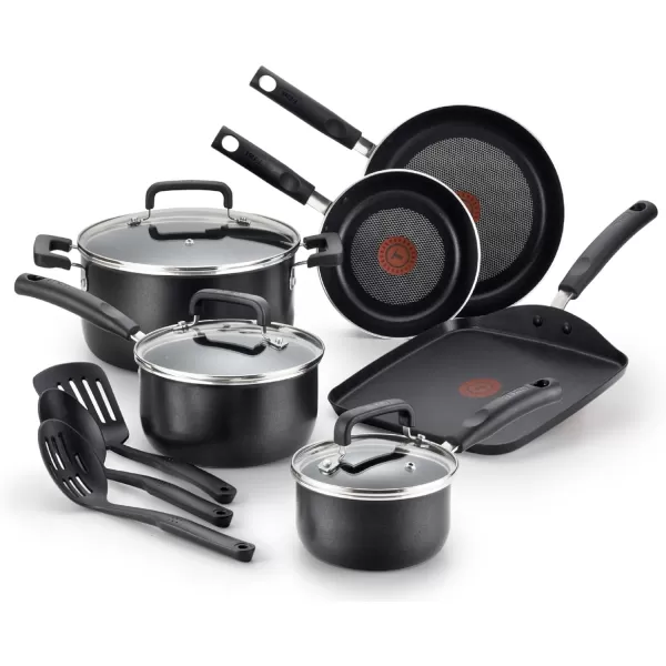 T-fal Signature Nonstick Cookware Set 12 Piece Oven Safe 350F Pots and Pans, Dishwasher Safe Black