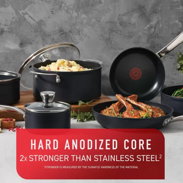 T-fal Ultimate Hard Anodized Nonstick Cookware Set 12 Piece Oven Broiler Safe 600F Pots and Pans, Dishwasher Safe Black