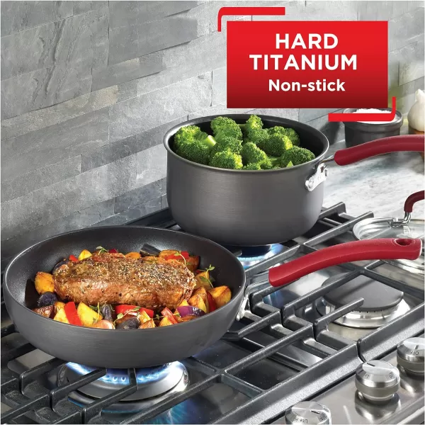 T-fal Ultimate Hard Anodized Nonstick Cookware Set 12 Piece Oven Broiler Safe 600F Pots and Pans, Dishwasher Safe Black