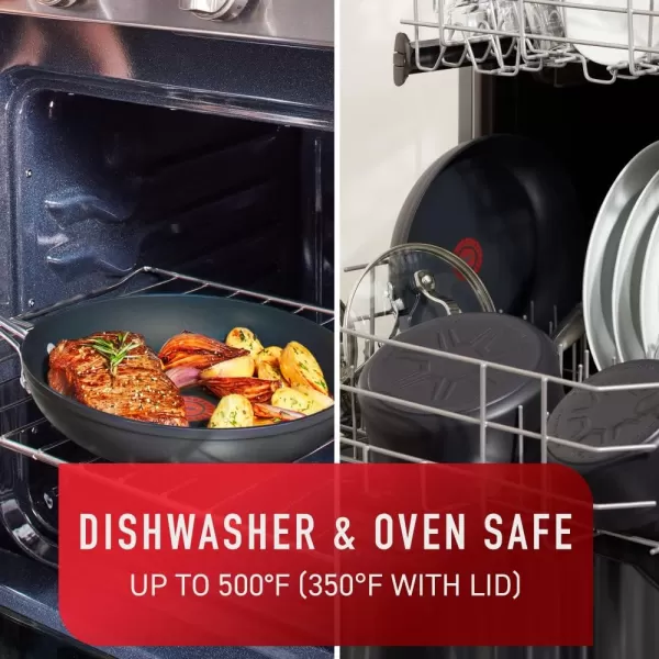T-fal Ultimate Hard Anodized Nonstick Cookware Set 12 Piece Oven Broiler Safe 600F Pots and Pans, Dishwasher Safe Black