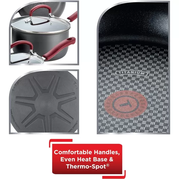 T-fal Ultimate Hard Anodized Nonstick Cookware Set 12 Piece Oven Broiler Safe 600F Pots and Pans, Dishwasher Safe Black