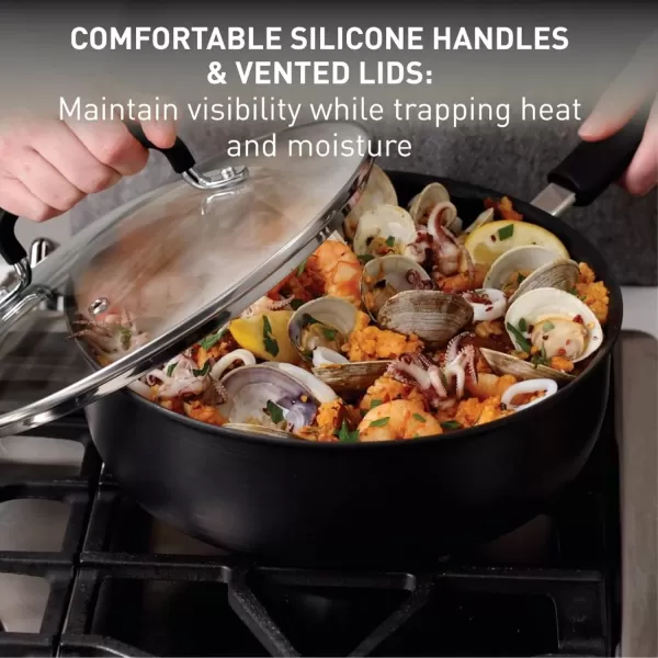 T-fal Ultimate Hard Anodized Nonstick Fry Pan 12 Inch Oven Safe 400F, Lid Safe 350F Cookware, Pots and Pans, Dishwasher Safe Black