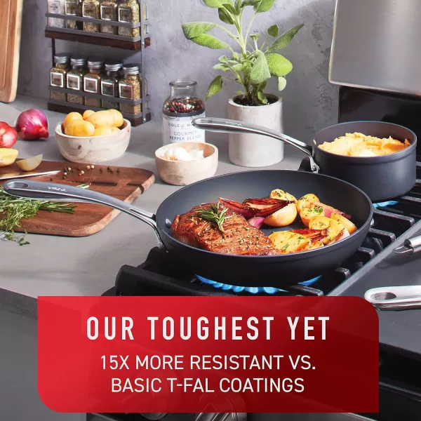 T-fal Ultimate Hard Anodized Nonstick Fry Pan 12 Inch Oven Safe 400F, Lid Safe 350F Cookware, Pots and Pans, Dishwasher Safe Black