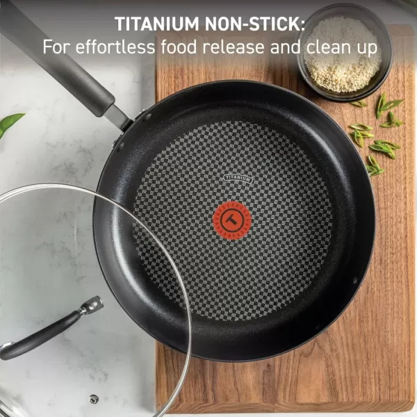 T-fal Ultimate Hard Anodized Nonstick Fry Pan 12 Inch Oven Safe 400F, Lid Safe 350F Cookware, Pots and Pans, Dishwasher Safe Black