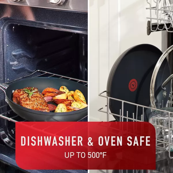 T-fal Ultimate Hard Anodized Nonstick Fry Pan 12 Inch Oven Safe 400F, Lid Safe 350F Cookware, Pots and Pans, Dishwasher Safe Black