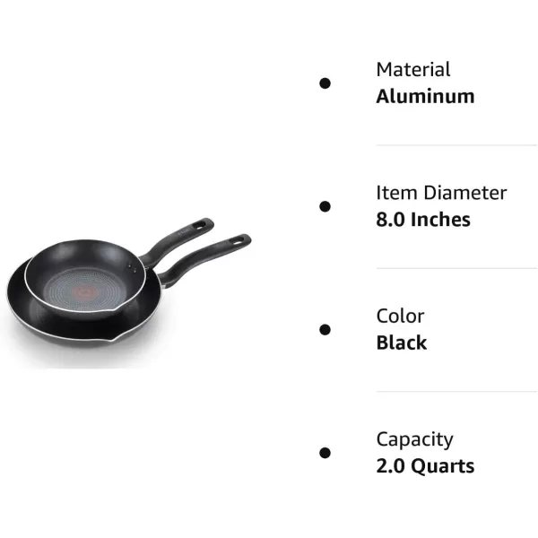 T-fal Ultimate Hard Anodized Nonstick Fry Pan Set 2 Piece, 8, 10 Inch Oven Safe 400F Cookware, Pots and Pans, Dishwasher Safe Black