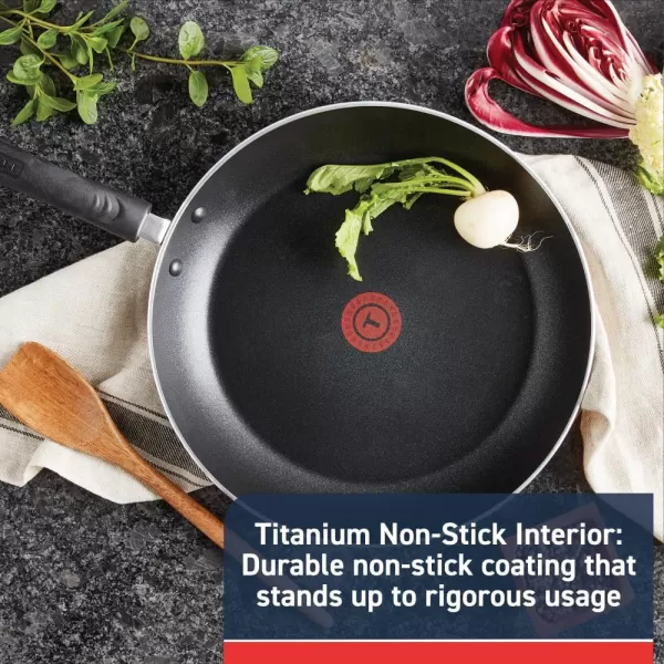 T-fal Ultimate Hard Anodized Nonstick Fry Pan Set 8, 10.25, 12 Inch Oven Safe 400F, Lid Safe 350F Cookware, Pots and Pans, Dishwasher Safe Black