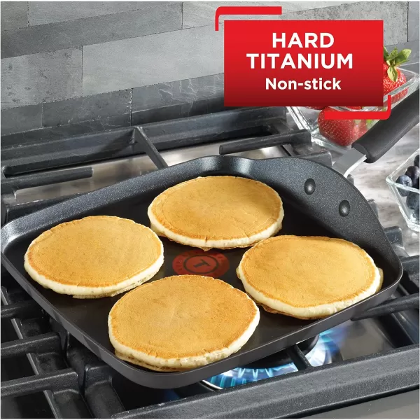 T-fal Ultimate Hard Anodized Nonstick Griddle 10.25 Inch Oven Broiler Safe 500F Cookware, Pots and Pans, Dishwasher Safe Grey