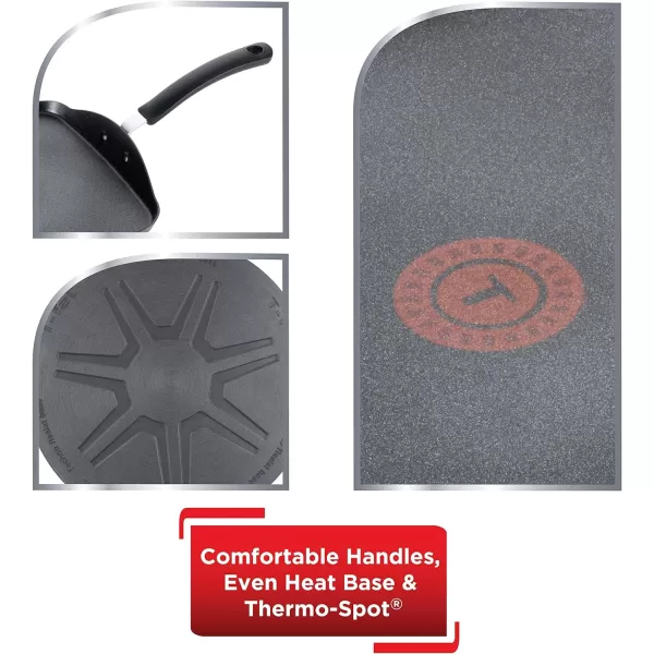 T-fal Ultimate Hard Anodized Nonstick Griddle 10.25 Inch Oven Broiler Safe 500F Cookware, Pots and Pans, Dishwasher Safe Grey
