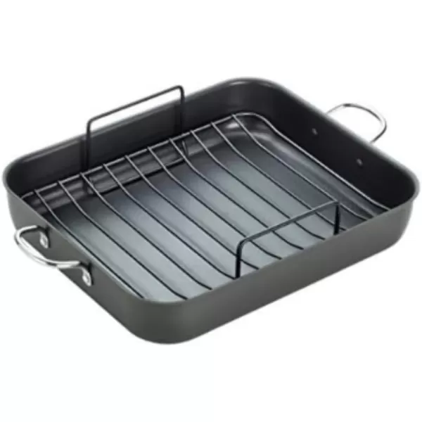 T-fal Ultimate Hard Anodized Nonstick Roasting Pan 16 Inchx13 Inch Roaster Pan, Pots and Pans, Cookware Black
