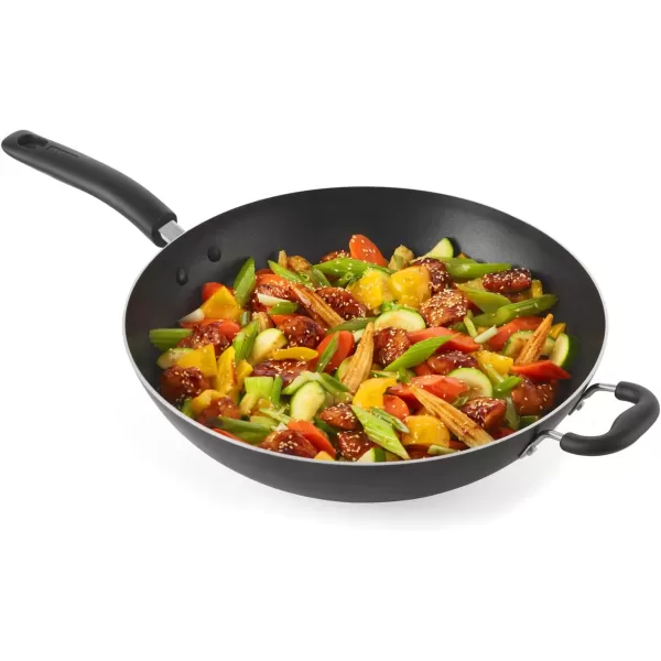 T-fal Ultimate Hard Anodized Nonstick Wok 14 Inch Oven Safe 350F Cookware, Pots and Pans, Dishwasher Safe Black