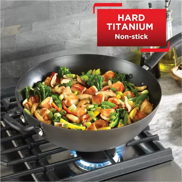 T-fal Ultimate Hard Anodized Nonstick Wok 14 Inch Oven Safe 350F Cookware, Pots and Pans, Dishwasher Safe Black