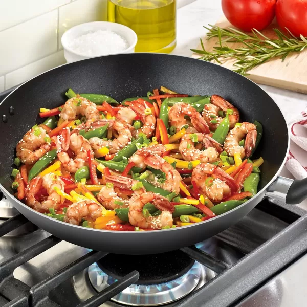 T-fal Ultimate Hard Anodized Nonstick Wok 14 Inch Oven Safe 350F Cookware, Pots and Pans, Dishwasher Safe Black
