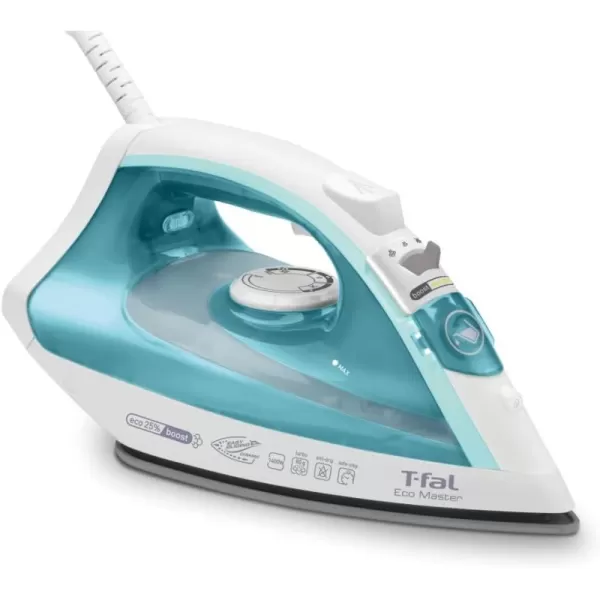 T-fal Ecomaster Ceramic Soleplate Steam Iron for Clothes Eco-Friendly with Steam Trigger 1400 Watts Ironing, Programmable Steaming FV1742U0, Blue
