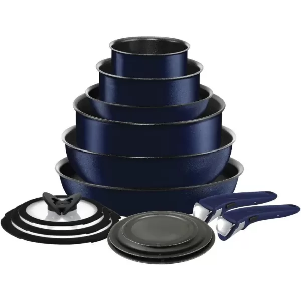 T-fal Ingenio Nonstick Cookware Set 14 Piece, Induction, Oven Broiler Safe 500F, Cookware, Pots and Pans, RV, Camping, Oven, Broil, Dishwasher Safe, Detachable Handle, Cherry Red