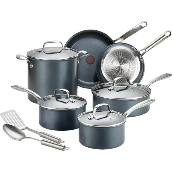 T-fal Platinum Nonstick Cookware Set 12 Piece Induction Oven Broiler Safe 500F Pots and Pans, Dishwasher Safe Slate