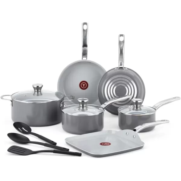 T-fal Signature Nonstick Cookware Set 12 Piece Oven Safe 350F Pots and Pans, Dishwasher Safe Black