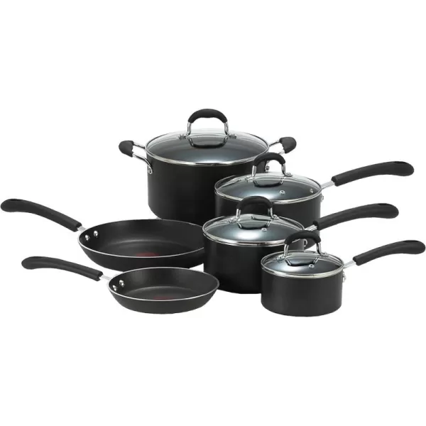 T-fal Ultimate Hard Anodized Nonstick Cookware Set 12 Piece Oven Broiler Safe 600F Pots and Pans, Dishwasher Safe Black