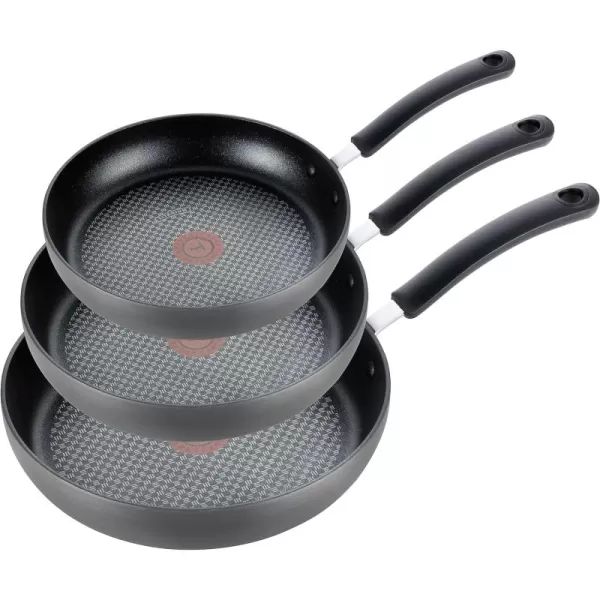 T-fal Ultimate Hard Anodized Nonstick Fry Pan Set 8, 10.25, 12 Inch Oven Safe 400F, Lid Safe 350F Cookware, Pots and Pans, Dishwasher Safe Black