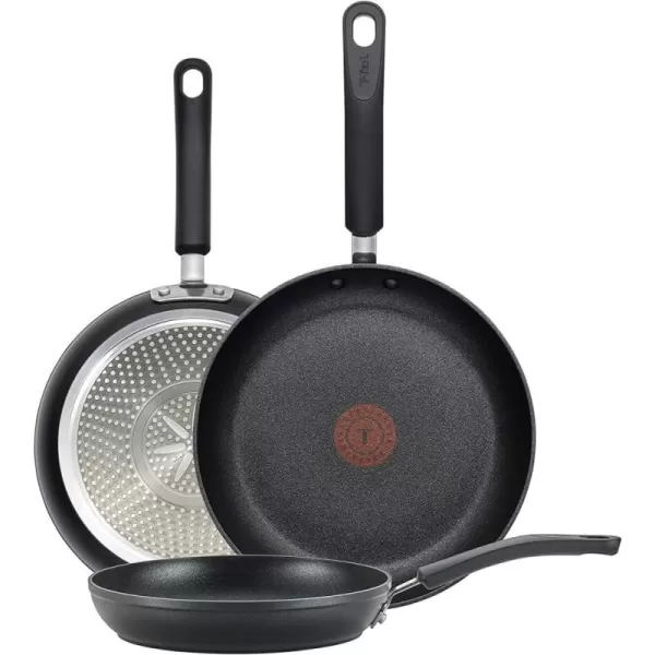 T-fal Ultimate Hard Anodized Nonstick Fry Pan Set 8, 10.25, 12 Inch Oven Safe 400F, Lid Safe 350F Cookware, Pots and Pans, Dishwasher Safe Black