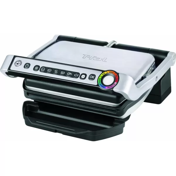 T-Fal OptiGrill Stainless Steel XL Electric Grill 6 Servings 9 Intelligent Automatic Cooking Modes 1800 Watts Nonstick Removable Plates, Dishwasher Safe, Indoor, Frozen Food