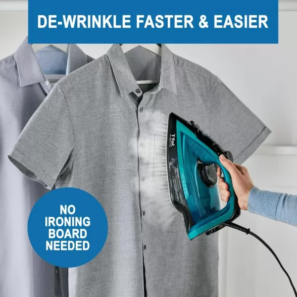 T-Fal Ultraglide Steam Iron for Clothes Durilium Soleplate, Precision Tip, Anti-Drip, Auto-Off 1800 Watts Ironing, Steaming FV5841U0, Teal