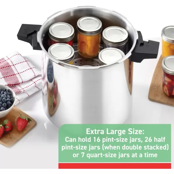 T-fal Pressure Cooker Aluminum Pressure Canner, 22 Quart, 3 PSI Settings, Cookware, Pots and Pans, Large Capacity, Cooling Racks, Recipe Booket, Canning Vegetables, Meats, Poultry, Seafood, Silver