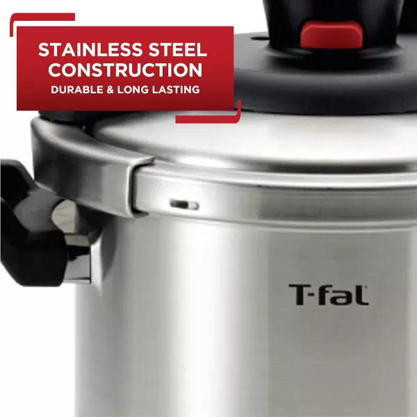 T-fal Pressure Cooker Aluminum Pressure Canner, 22 Quart, 3 PSI Settings, Cookware, Pots and Pans, Large Capacity, Cooling Racks, Recipe Booket, Canning Vegetables, Meats, Poultry, Seafood, Silver