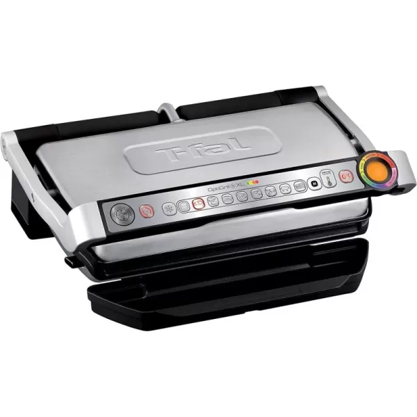 T-Fal OptiGrill Stainless Steel XL Electric Grill 6 Servings 9 Intelligent Automatic Cooking Modes 1800 Watts Nonstick Removable Plates, Dishwasher Safe, Indoor, Frozen Food