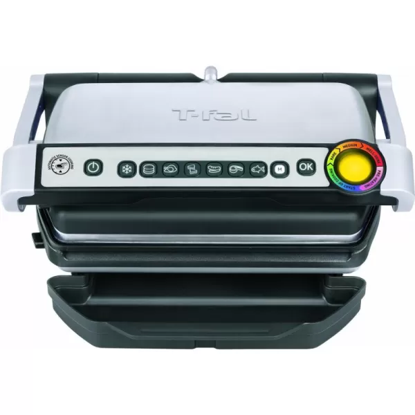 T-Fal OptiGrill Stainless Steel XL Electric Grill 6 Servings 9 Intelligent Automatic Cooking Modes 1800 Watts Nonstick Removable Plates, Dishwasher Safe, Indoor, Frozen Food