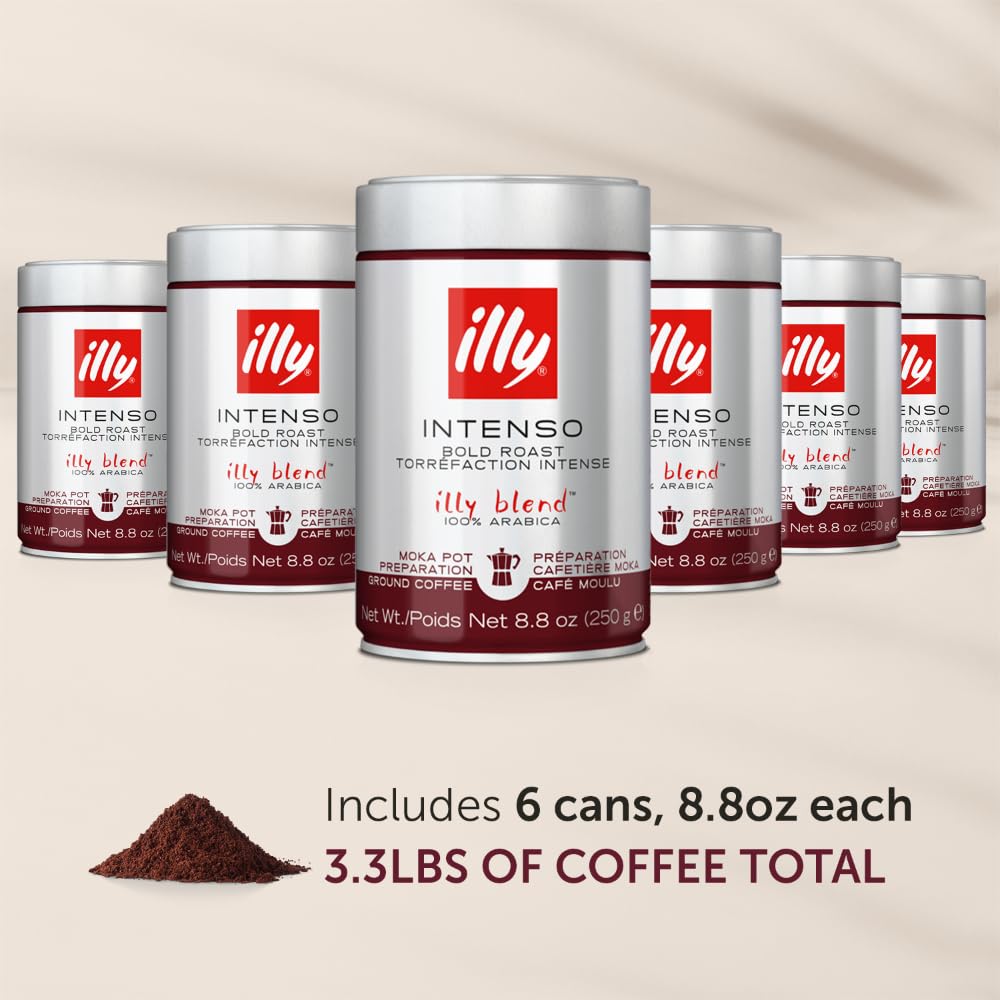 illy Ground Coffee Espresso 100% Arabica Coffee Ground – Intenso Dark  Roast – Warm Notes of Cocoa Dried Fruit Rich Aromatic Profile Precise 
