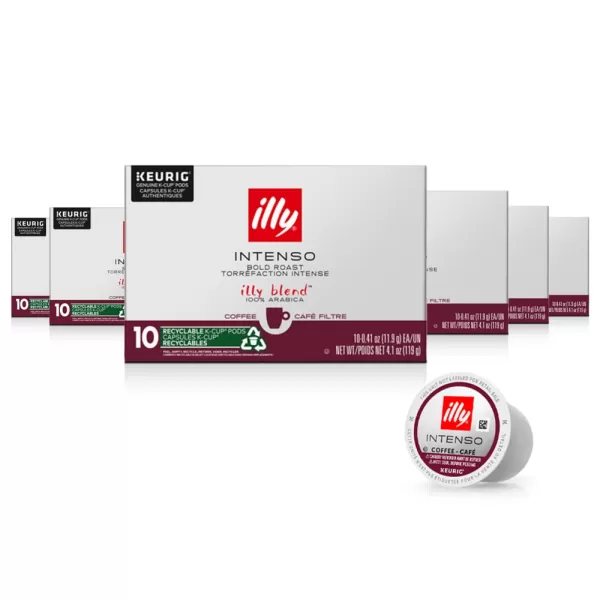 Illy Coffee K Cups - Coffee Pods For Keurig Coffee Maker – Intenso Dark Roast – Notes of Cocoa &amp; Dried Fruit - Bold, Flavorful &amp; Full-Bodied Flavor of Pods Coffee - No Preservatives – 10 Count