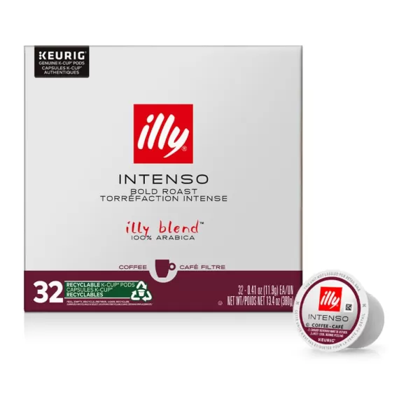 Illy Coffee K Cups - Coffee Pods For Keurig Coffee Maker – Intenso Dark Roast – Notes of Cocoa &amp; Dried Fruit - Bold, Flavorful &amp; Full-Bodied Flavor of Pods Coffee - No Preservatives – 10 Count