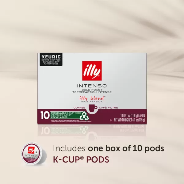 Illy Coffee K Cups - Coffee Pods For Keurig Coffee Maker – Intenso Dark Roast – Notes of Cocoa &amp; Dried Fruit - Bold, Flavorful &amp; Full-Bodied Flavor of Pods Coffee - No Preservatives – 10 Count