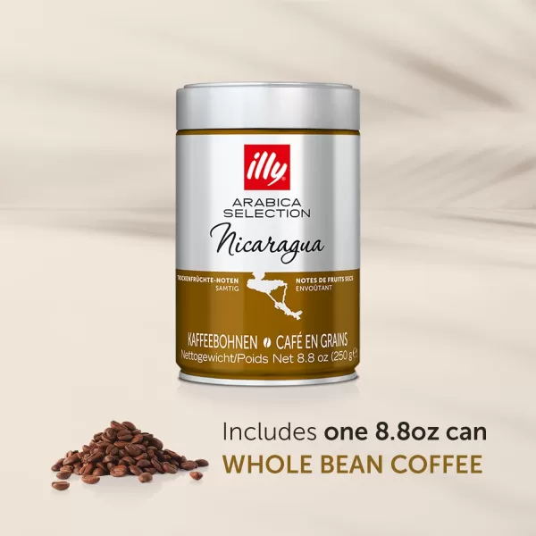 illy Arabica Selections Nicaragua Whole Bean Coffee, 100% Arabica Bean Single Origin Coffee, No Preservatives, 8.8oz 