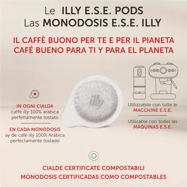 illy E.S.E. Coffee - Single-Serve Coffee Capsules &amp; Pods - Classico Lungo Medium Roast - Notes Of Caramel, Orange Blossom &amp; Jasmine - For E.S.E Coffee Machines - Extraordinary Aroma &amp; Body – 18 Count